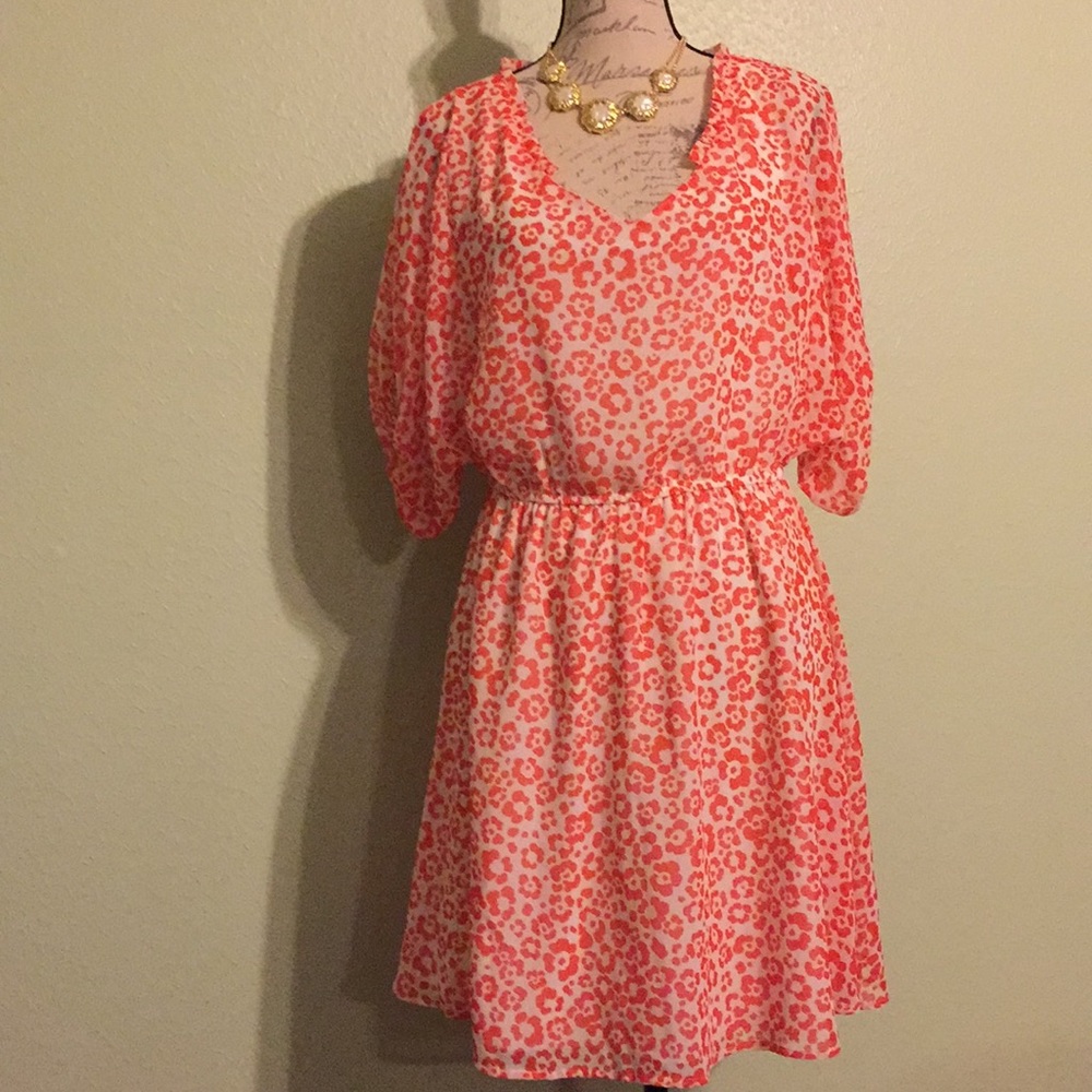 Orange dress with white back ground